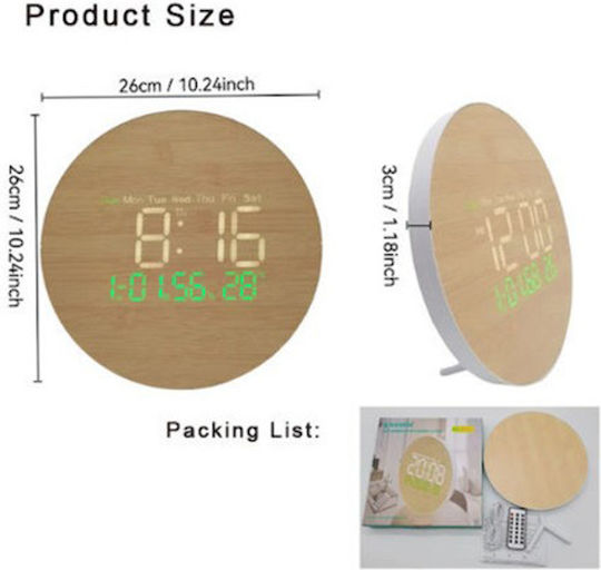 Tabletop Clock with Indicators Wooden with Alarm Clock Green JG-07156