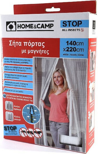 Home & Camp Haustierfreundliches Türmoskitonetz mit Klebeband mit Magnetverschluss Weiß 220x140cm