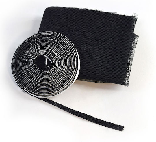 Home & Camp Window Mosquito Net with Velcro Permanent Black 150x130cm