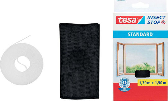 Tesa Cutcase Standard Window Mosquito Net with Velcro Permanent Inox Gray 130x150cm