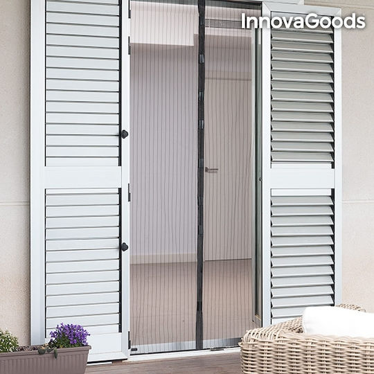 InnovaGoods Pet Friendly Door Mosquito Net with Velcro with Magnetic Clasp Black 210x100cm