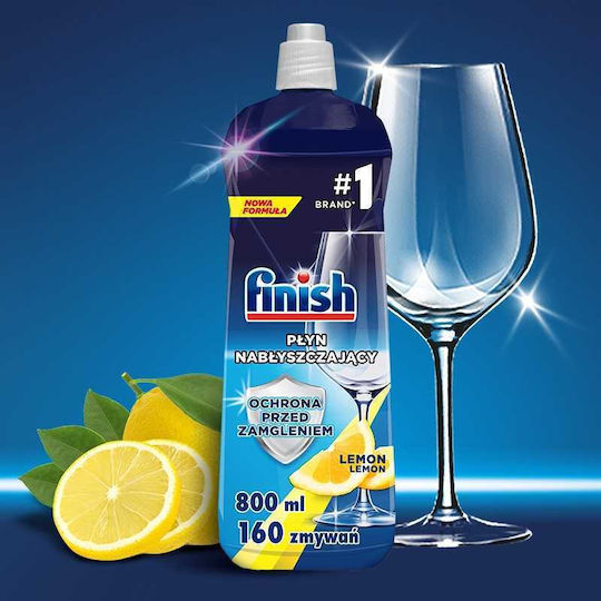 Finish Rinse Aid Shine Liquid Dishwasher Brightener with Lemon Scent 2x400ml