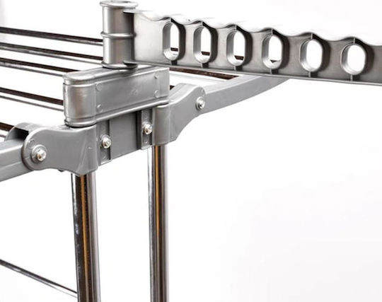 Folding Floor Clothes Drying Rack Metallic with Wheels with Hanging Length 17m