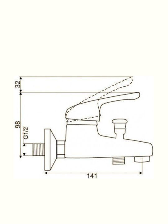 Hydroland Αναμεικτική Μπαταρία Μπανιέρας Ασημί