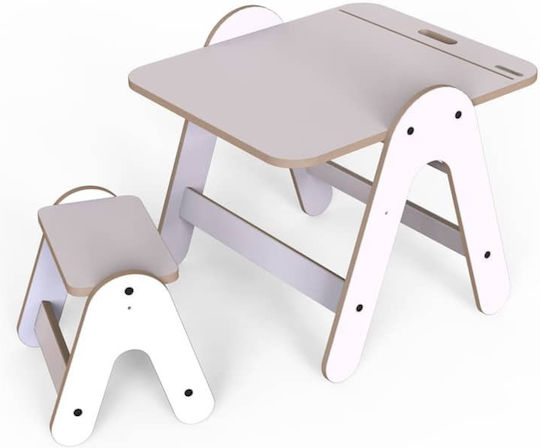 Kids Table and Chairs Set made of Wood White Mamatoyz