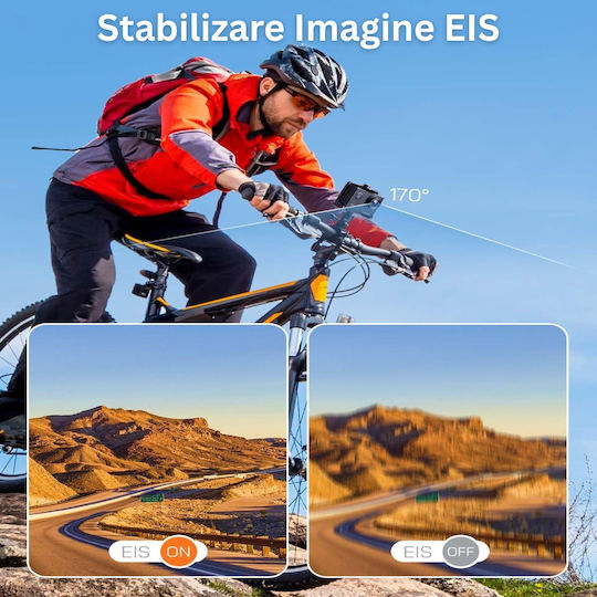 ED522 32GB Cameră de Acțiune 4K Ultra HD Subacvatică (cu Husă) cu Ecran Tactil 2" și Wi-Fi Neagră