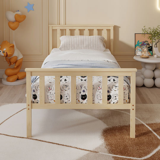 Gimly Kinderbett Klassisch Einzeln Beiges Für Matratze 90x190cm