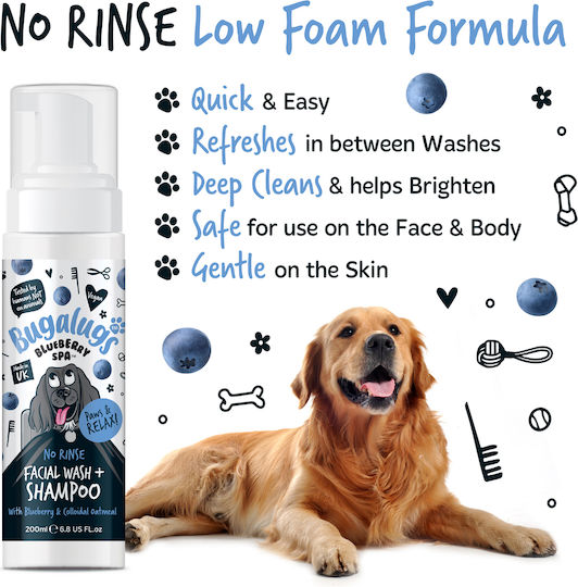 Blueberry Spa Hundeshampoo & Trockenshampoo Ohne Ausspülen Für Hunde 200ml