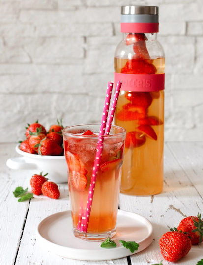 Boddels Sund Flasche Wasser Glas mit Schraubverschluss Rot