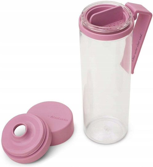Brabantia Бутилка за Вода Стъклена с Винт Капак Розова 500ml