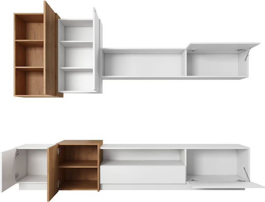 3D Living Room TV Unit White / Golden L300xW45xH180cm