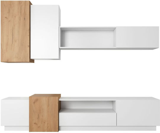 3D Living Room TV Unit White / Golden L300xW45xH180cm