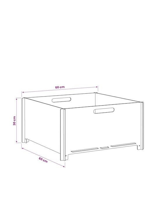 vidaXL Открита Каминa Метална Сива 60x60x30cm