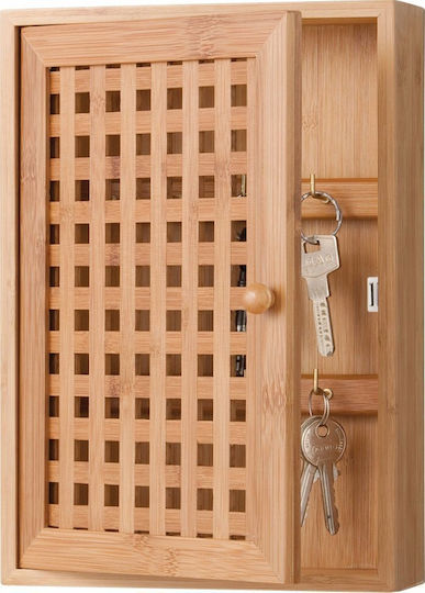Zeller Wall Key Box Wooden 8 Hooks 19x6x27cm