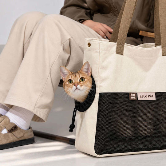Lelo Pet Premium Hundetragetasche für den Transport von Hund und Katze bis 5kg Beiges M36xB35xH16cm