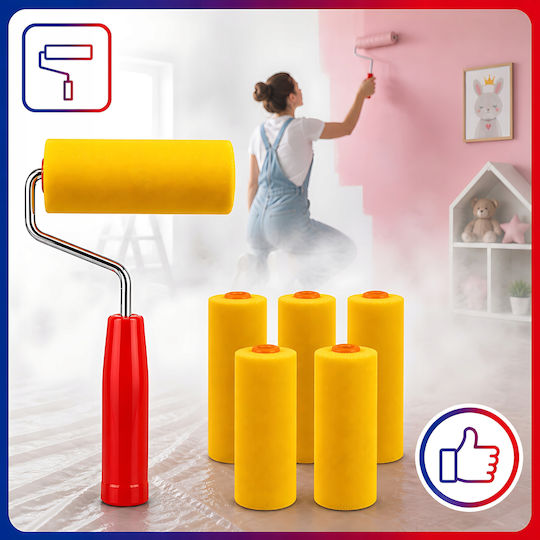 Mini Foam Paint Roller Sponge + 5 Refills 105mm