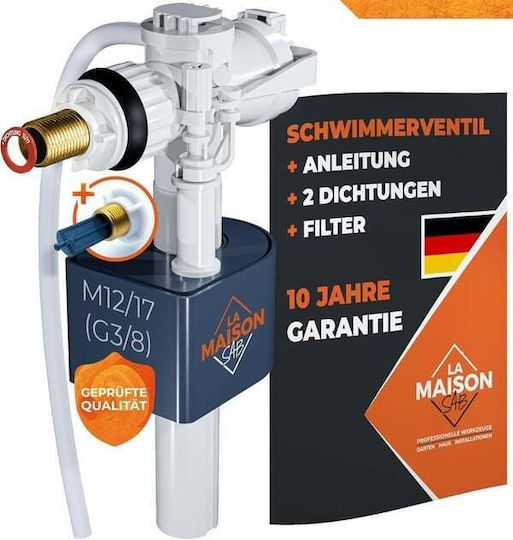 Water Intake Blender Tank Wc La Maison Sab Side Connection 3/8" 12/17 Mm Horizontal Supply Silent Pressure Up To 21 Bar Ce Certificate White