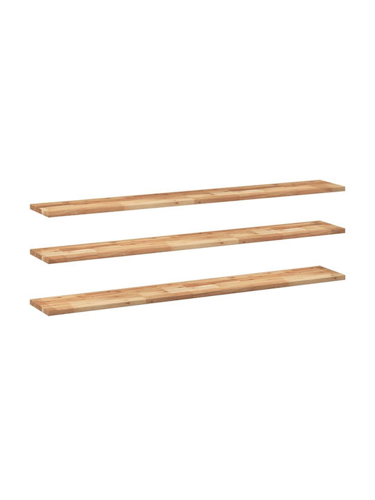 vidaXL Rectangular Bookcase Shelf Made of Solid Wood in Green Colour 120x20x2cm 3 Pieces