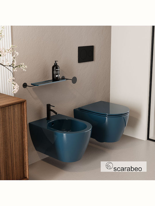Scarabeo Λεκάνη Κρεμαστή Rimless με Slim Κάλυμμα Soft Close Ocean Glossy