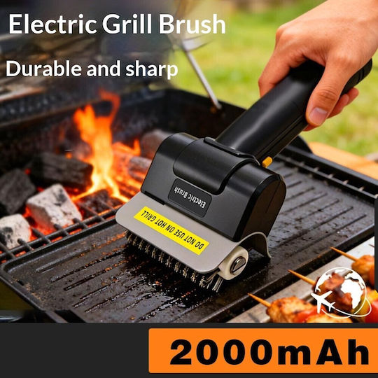 Steel Rechargeable Barbecue Cleaning Brush Motor 1100rpm Black