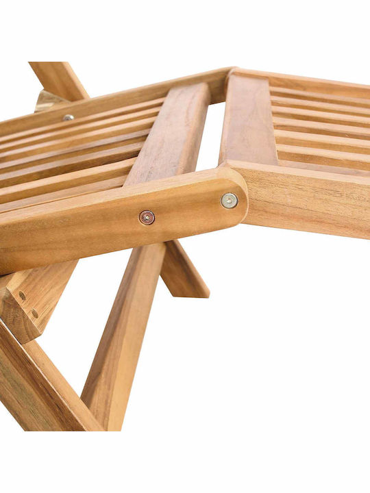 Double Wooden Beige Deckchair with Table 152x60x94.5cm