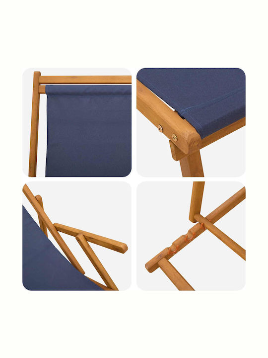 Șezlong Dublu Din Lemn Albastru 2 Buc 61x155x95 cm