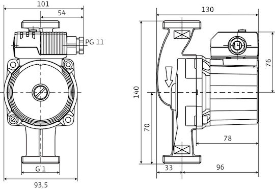 Wilo 20/1 Circulator Pump Hot Water Recirculation 140mm
