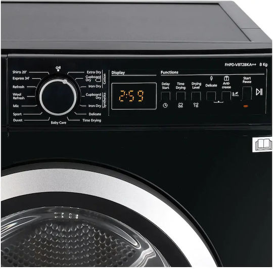 Fram FHPD-V8T2BKA++ Στεγνωτήριο 8kg με Αντλία Θερμότητας