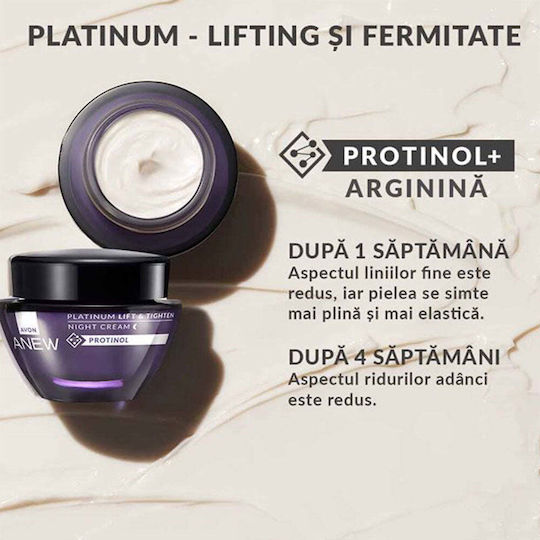 Avon Anew Platinum Light Cremă Hidratantă și Tonifiantă de Față de Noapte cu Colagen 48 Ore 50ml