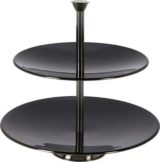 Metallic Tiered Appetizer Stand 2 Tiers Black Ø25xH36.5cm