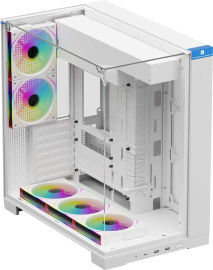 Thermalright A70 Геймърско Midi Tower Компютърно Кутийо с Страничен Прозорец и ARGB Осветление Бяло
