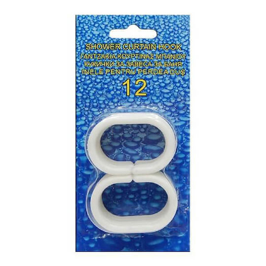 Sidirela Plastic Bathroom Curtain Rings White 12pcs