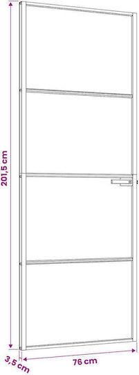 Vidaxl Εσωτερική Πόρτα 76 X 201,5 Cm Θρυμματισμένο Γυαλί Αλουμίνιο
