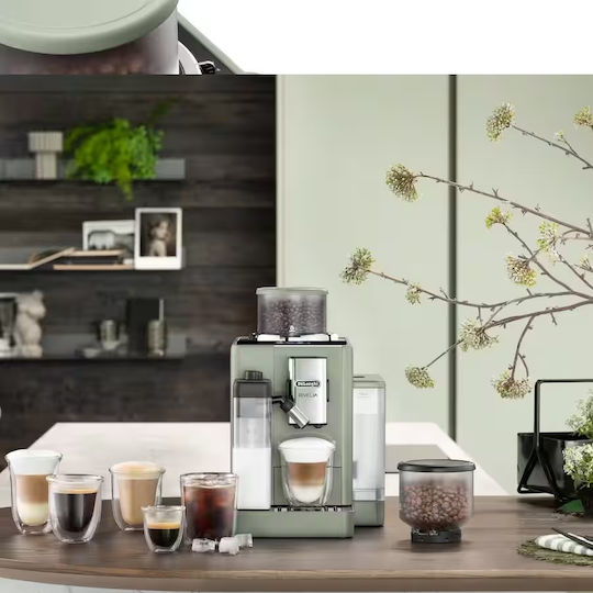 De'Longhi Rivelia Автоматична Еспресо машина 1450W 15bar за Cappuccino с Мелачка Jade Green EXAM420.55.GR.DL