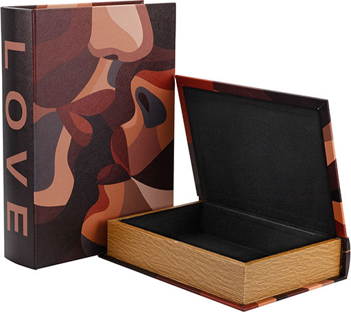 Set Cutii Decorative Din Lemn În Formă De Carte 2 Bucăți Set Cutii Decorative Din Lemn În Formă De Carte 2 Bucăți