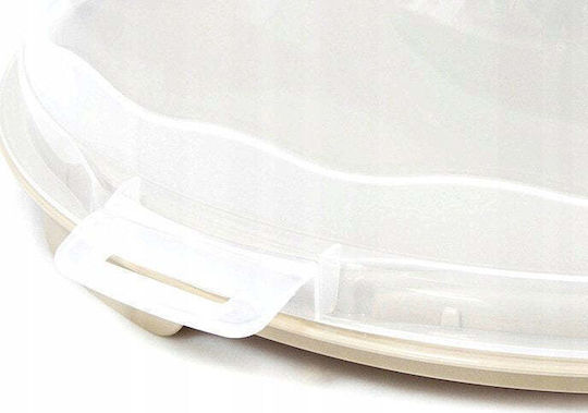 Dunya Plastic Cake Stand with Beige Lid 33.6x15.3cm