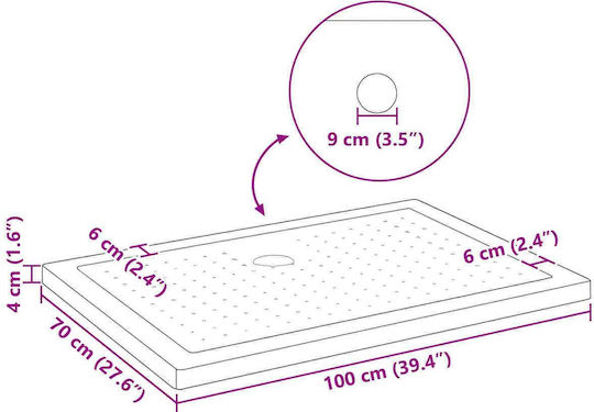 vidaXL Rectangular Acrylic Shower Tray 100x70cm Black
