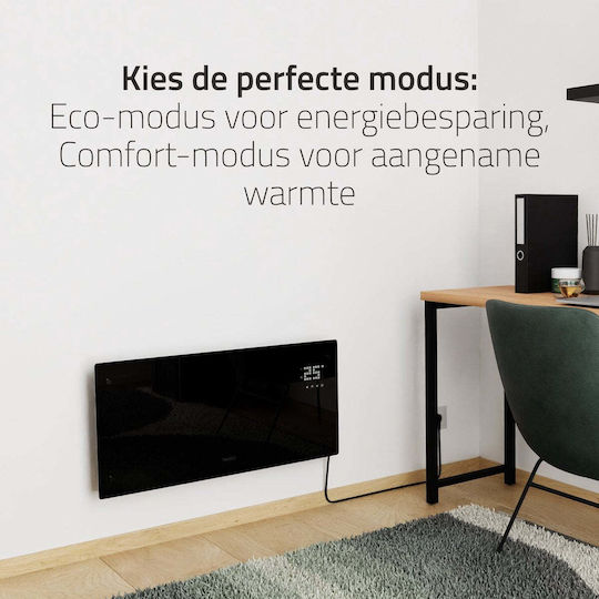 Hombli Floor Convector Heater 2000W Mica with Electronic Thermostat 82x45cm Black