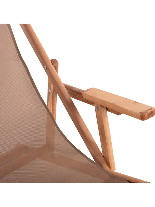 Deckchair Limnos Wooden With Arms Natural 62.5x97x105cm