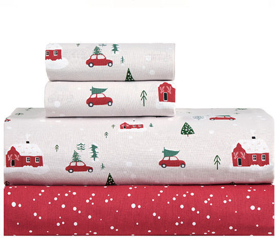 Kentia Feliz Set Bed Sheets for Single Bed 160x270cm White-Red (3 Pieces)