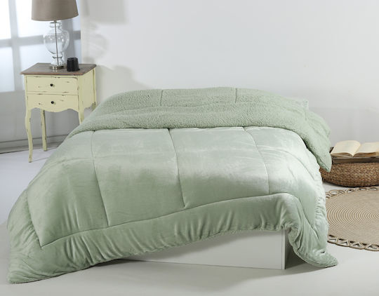 Silk Fashion Κουβερτοπάπλωμα Μονό 160x220εκ. Solid Light Green 320 GSM