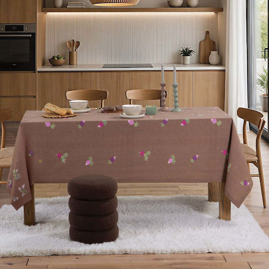 Nef-Nef Homeware Cotton Stain Resistant Tablecloth Radish Brown 140x240cm