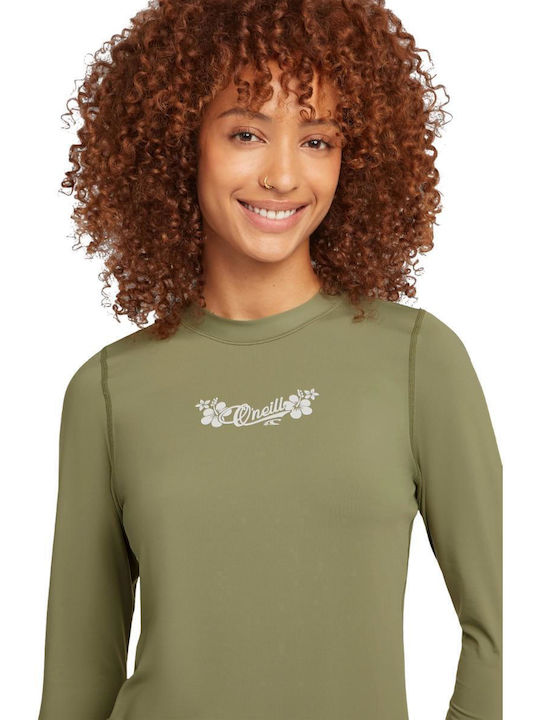 O'Neill Skin UPF 50+ Pentru Femei Tricou De Protecție Solară Mânecă Lungă Verde