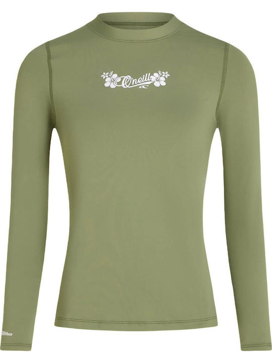 O'Neill Skin UPF 50+ Pentru Femei Tricou De Protecție Solară Mânecă Lungă Verde