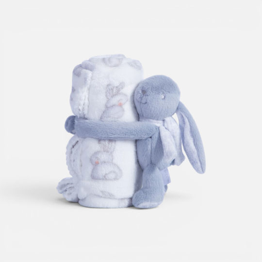 Nef-Nef Homeware Baby Blanket Swaddling & Cradle Bunny Boo Fleece White 75x100cm