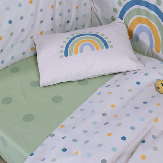 Nef-Nef Homeware Комплект Детски Чаршафи За Количка Памучни Dots Зелени 70x120см