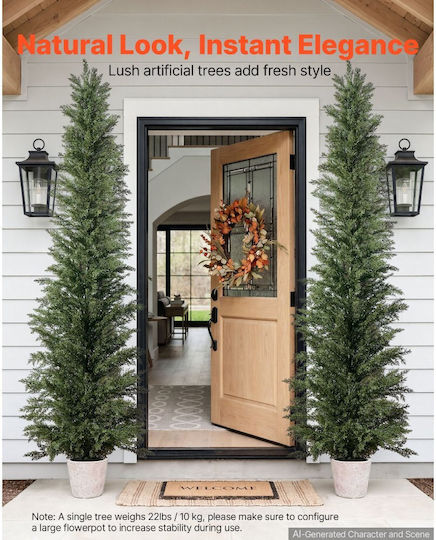Vevor Artificial Cedar Topiary Tree 2438 Mm Set Of 2 Pieces Potted Plant Xsrgxjs8fttxllfm1001v0