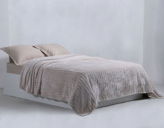 Silk Fashion Κουβέρτα Fleece Υπέρδιπλη 220x240εκ. Μπεζ