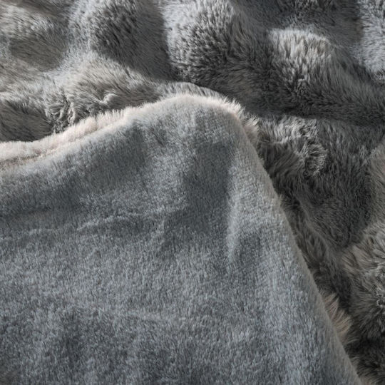 Olia Home Furry Blanket Super Double 220x240cm Gray