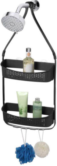 Ankor An der Wand montiert Badezimmerregal Kunststoff mit 2 Regalböden 31x10x70cm Schwarz